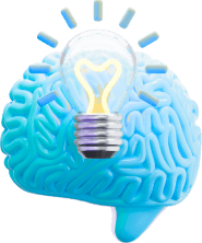 Brain with lightbulb